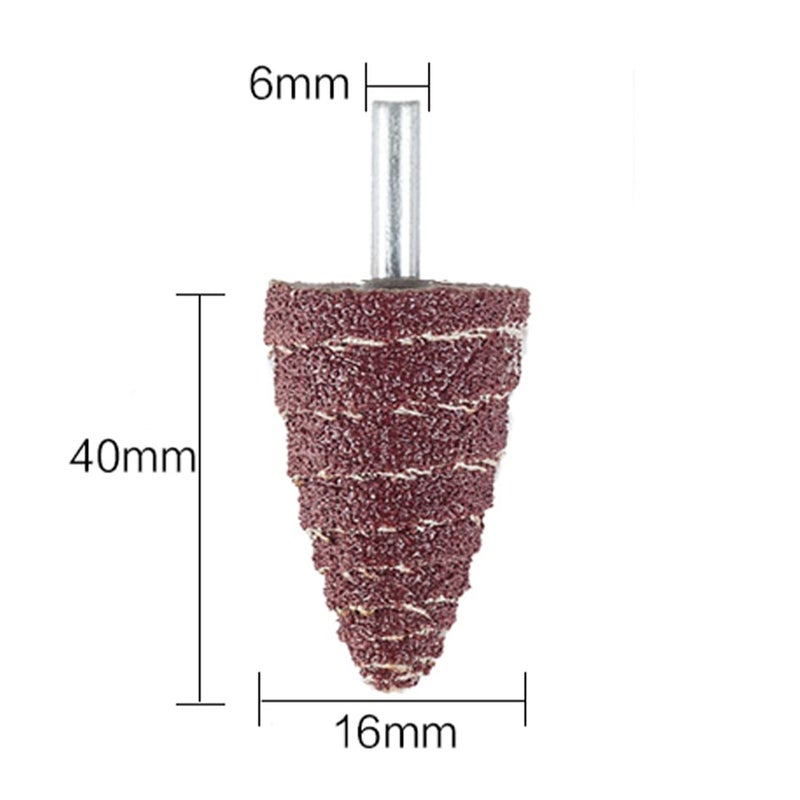 NACX 6mm x 16mm Cone Shape Abrasive Sandpaper Cone Shape Abrasive Sander, 80 Grit 1/4" Shank, 20Pcs - Image 2